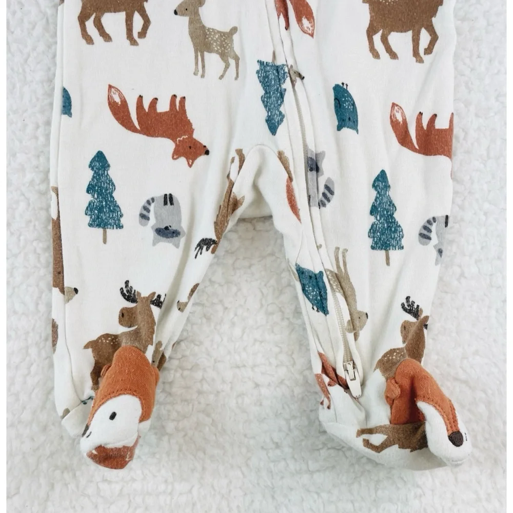 CARTER’S • White/Multi Animal Print Sleeper Footie Pajamas, 3M